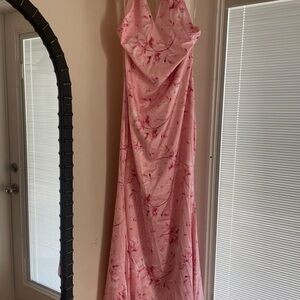 Petal & Pup Pink Pleated Strapless Maxi Gown